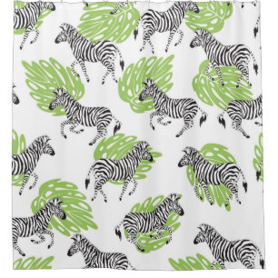 Cortina Para Box Padrão branco sem costura com zebras. ilustração