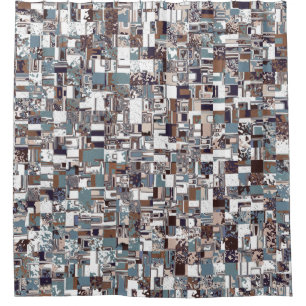 Cortina Para Box Padrão Brown E Blues