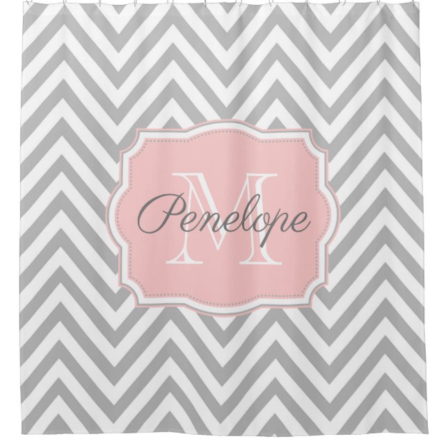 Cortina Para Box Padrão Chevron da cinza (Frente)