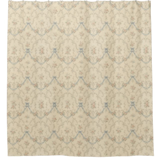 Cortina Para Box Padrão Clássico de Grinalda Floral com Fitas (Frente)