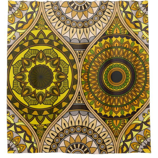 Cortina Para Box Padrão com mandalas. Elementos decorativos venosos (Frente)