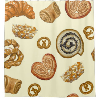 Cortina Para Box Padrão constante com produtos de padaria