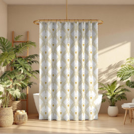 Cortina Para Box Padrão contínuo art-déco dourado e branco 3