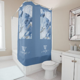 Cortina Para Box padrão costeiro abstrato de mármore azul