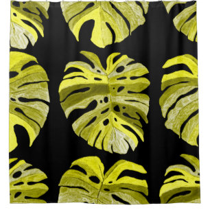 Cortina Para Box Padrão criativo sem costura com folhas tropicais e