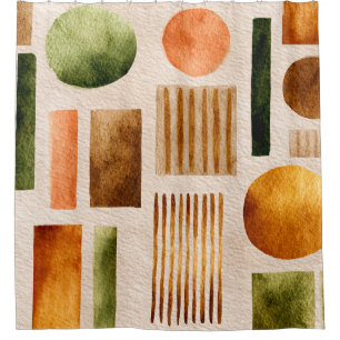 Cortina Para Box Padrão de Abstrato de Aquarela Terrestre - Orgânic