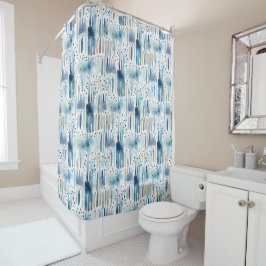 Cortina Para Box Padrão de Abstrato Verde Azul de Aquarela