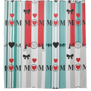 Cortina Para Box Padrão de Amor MOM em Pop Art com Corações e Laços
