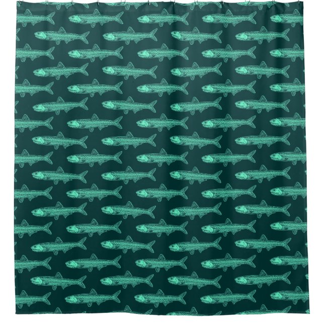 Cortina Para Box Padrão de Anchovy - Turquesa e Verde Escuro (Frente)