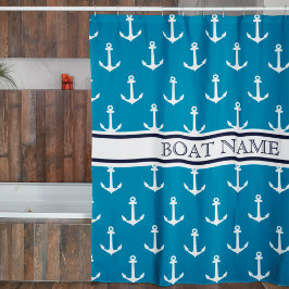 Cortina Para Box Padrão de âncora azul claro Nome de barco náutico 