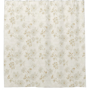 Cortina Para Box Padrão de Arte de Linha Botânica Minimalista (2)