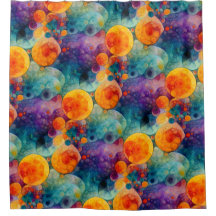Padrão de Arte Fractal Laranja Roxo Teal Vibrante