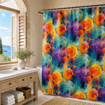 Padrão de Arte Fractal Laranja Roxo Teal Vibrante