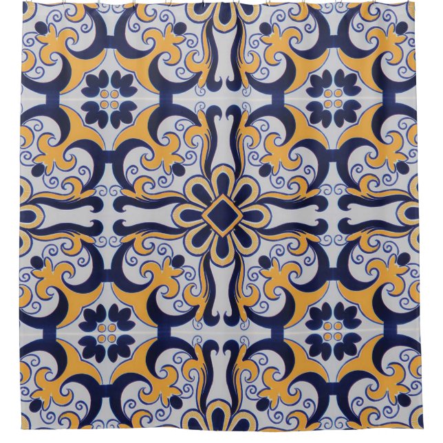 Cortina Para Box Padrão de azulejo português (Frente)