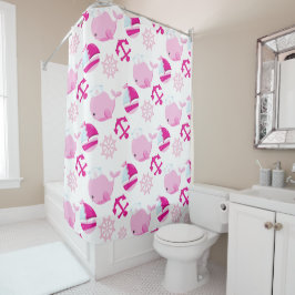 Cortina Para Box Padrão De Baleias, Baleias Cutas, Baleias Rosa