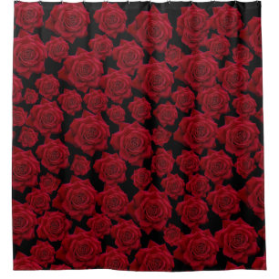 Cortina Para Box Padrão de Bloom de Rosas vermelhas Bonito e Elega