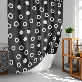 Cortina Para Box Padrão de bolha preto e branco minimalista