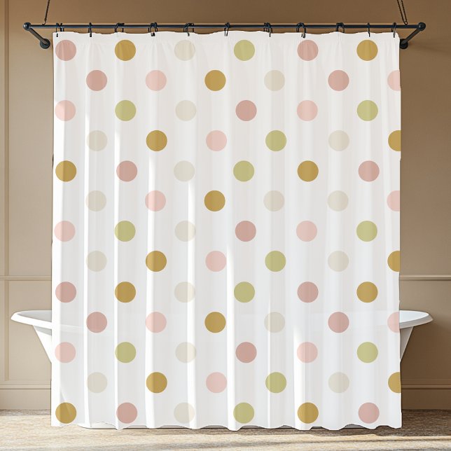 Cortina Para Box Padrão de Bolinhas de Pastel (Pastel Polka Dot Pattern Shower Curtain)