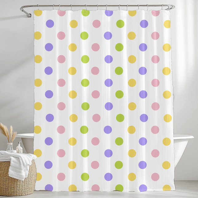 Cortina Para Box Padrão de Bolinhas do primavera Pastel (Spring Pastel Polka Dot Pattern Shower Curtain)