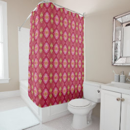 Cortina Para Box Padrão de bordado indiano rosa-boho