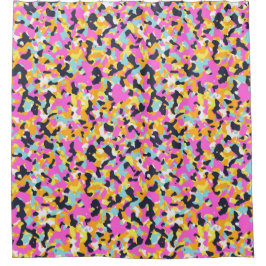 Cortina Para Box Padrão de Camuflagem Azul Cor-de-rosa-amarela