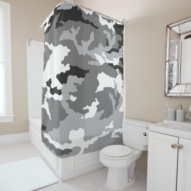 Cortina Para Box Padrão de camuflagem cinza (In Situ)