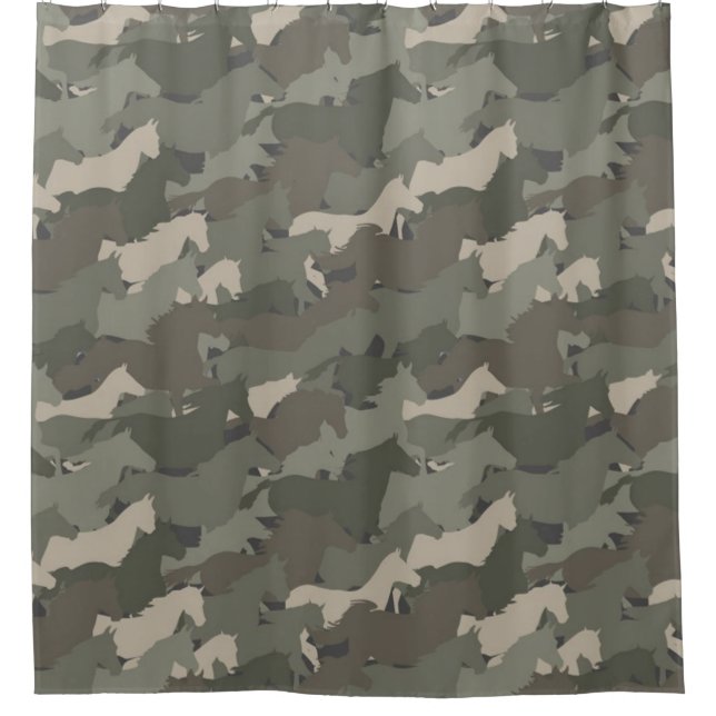 Cortina Para Box Padrão de Camuflagem de Cavalos Selvagens (Frente)