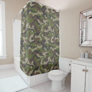 Cortina Para Box Padrão de Camuflagem Verde