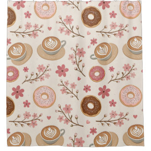 Cortina Para Box Padrão de Capa de Café Flor de Cerejeira (3)