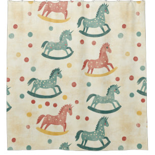 Cortina Para Box Padrão de Cavalo de Balanço Desgastado Vintage (6)