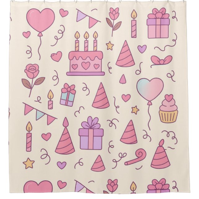 Cortina Para Box Padrão de Celebração de Festa da Princesa Doce (Frente)