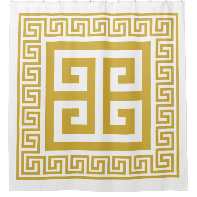 Cortina Para Box Padrão de Chave Grega em Design Dourado (Frente)