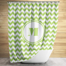 Padrão de Chevron Verde Lima e Branco Monogramado
