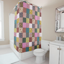 Cortina Para Box Padrão de Coleta de Patchwork do País Rustic Vinta