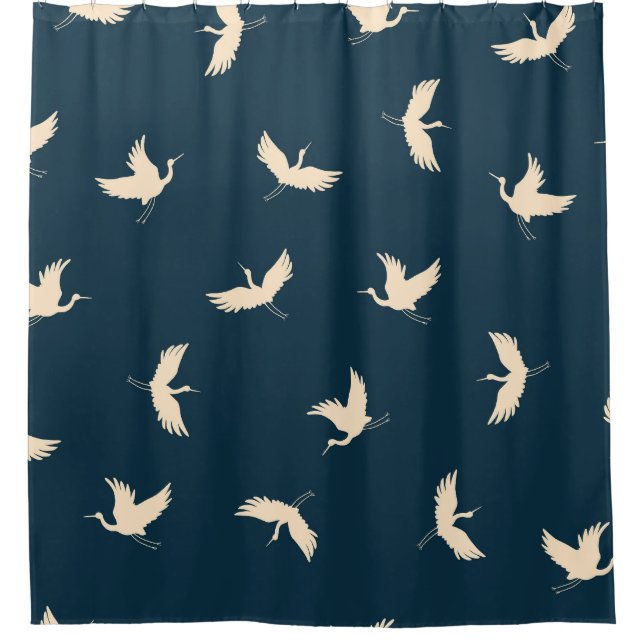 Cortina Para Box Padrão de colheita de guindastes japoneses Silhoue (Frente)