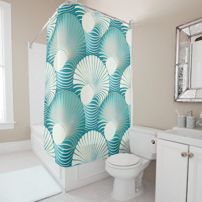 Cortina Para Box Padrão de concha do mar azul (In Situ)