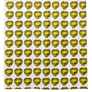 Cortina Para Box Padrão de Coração Amarelo