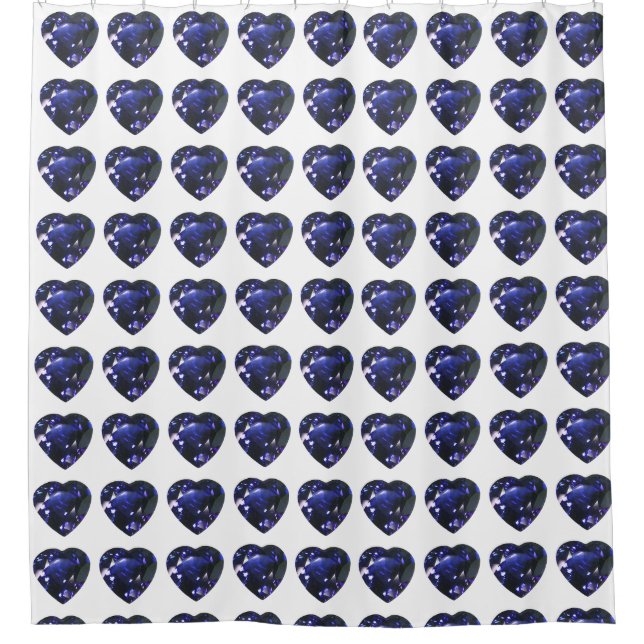 Cortina Para Box Padrão de Coração Azul (Frente)