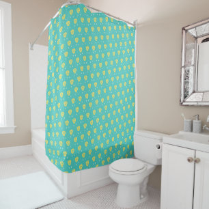 Cortina Para Box Padrão de Coração Azul Turquesa Fofo: Design Capri
