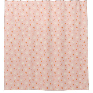 Cortina Para Box Padrão de Coração de Impressão de Pata Rosa