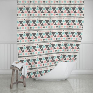 Cortina Para Box Padrão de Coral e Casa de Moeda inspirado no Azte