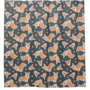 Cortina Para Box Padrão de Corgi Cute
