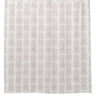 Cortina Para Box Padrão de Damasco Floral Lavanda