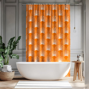 Cortina Para Box Padrão de Deco de Arte Branca e Laranja