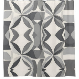 Cortina Para Box Padrão de Diamante Geométrico Moderno em Cinzas e