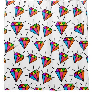 Cortina Para Box Padrão de diamantes arco-íris coloridos
