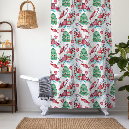 Cortina Para Box Padrão de doces dos gnomos de Natal