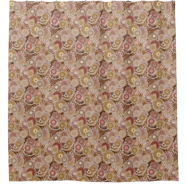 Cortina Para Box Padrão de espiral fractal, castanho, castanho e be (Frente)