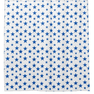 Cortina Para Box Padrão de Estrela Personalizável Azul e Branco
