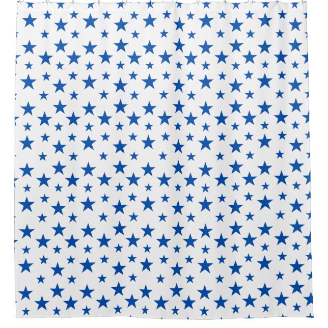 Cortina Para Box Padrão de Estrela Personalizável Azul e Branco (Frente)